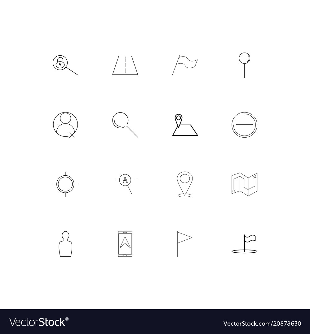 Maps and navigation linear thin icons set