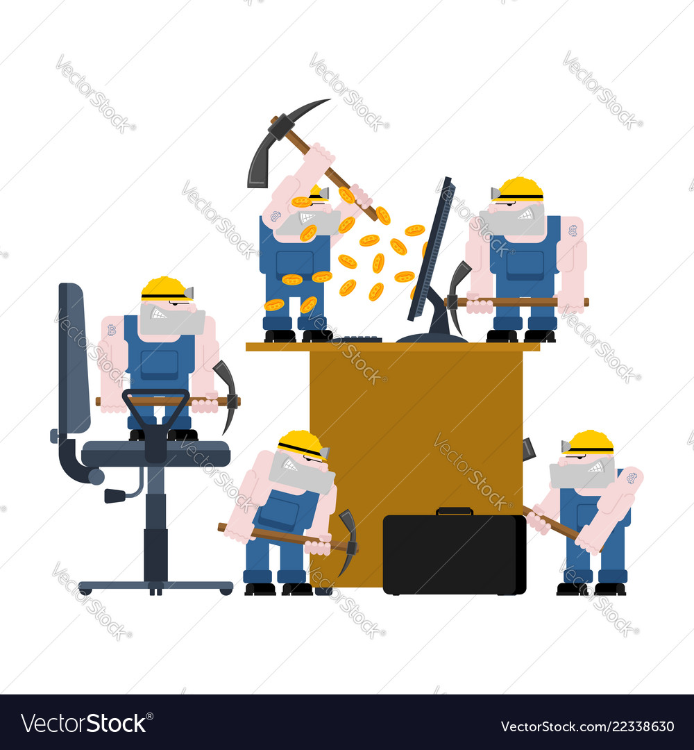 Mining bitcoin pool concept minir vector image Mining bitcoin pool concept minir