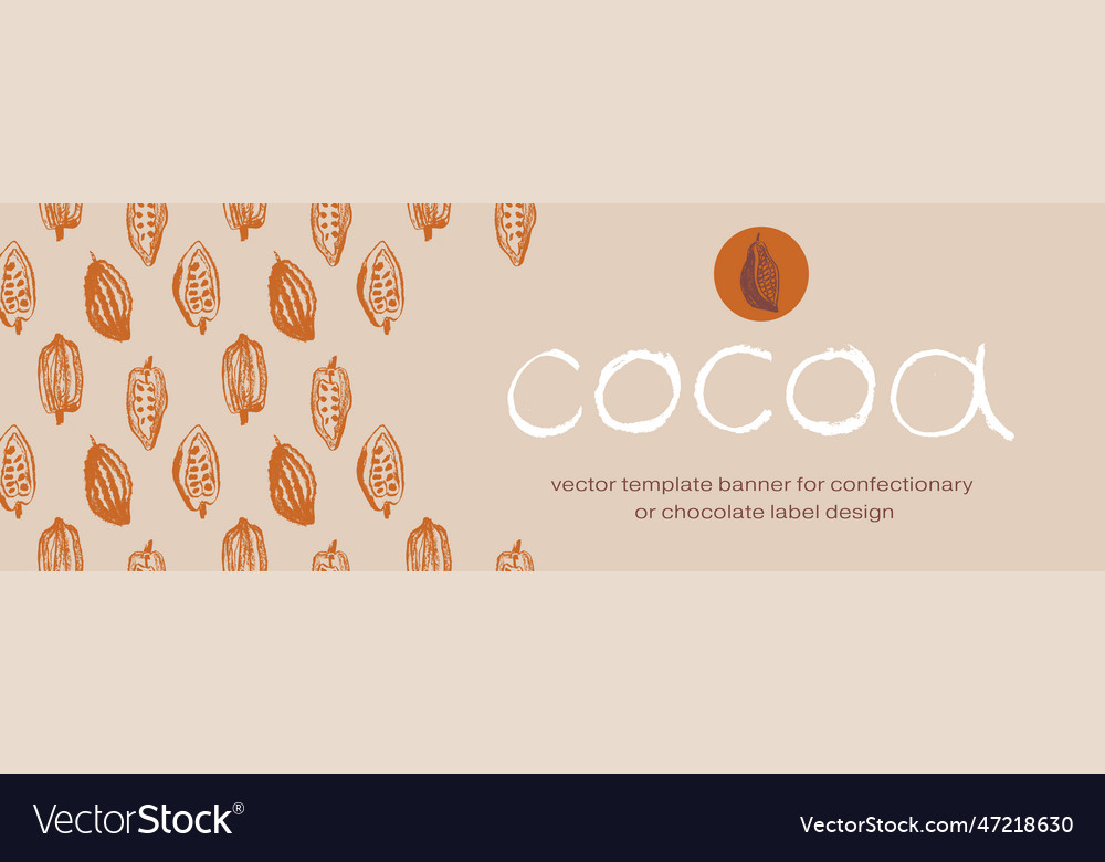 Panoramic template banner with cocoa pattern vector image Panoramic template banner with cocoa pattern