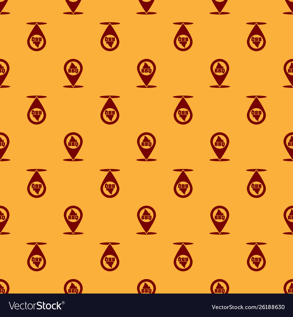 Red map pointer with barbecue icon isolated