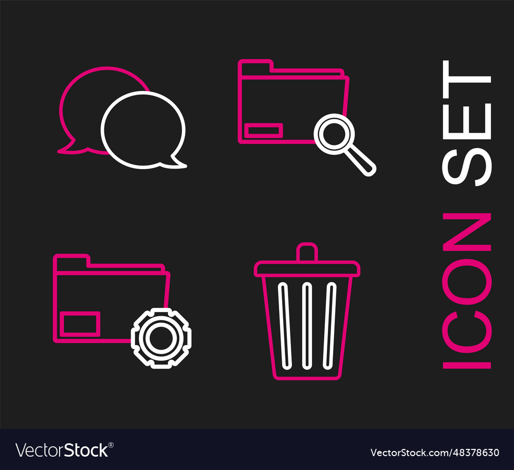 Set line trash can folder settings with gears vector image Set line trash can folder settings with gears