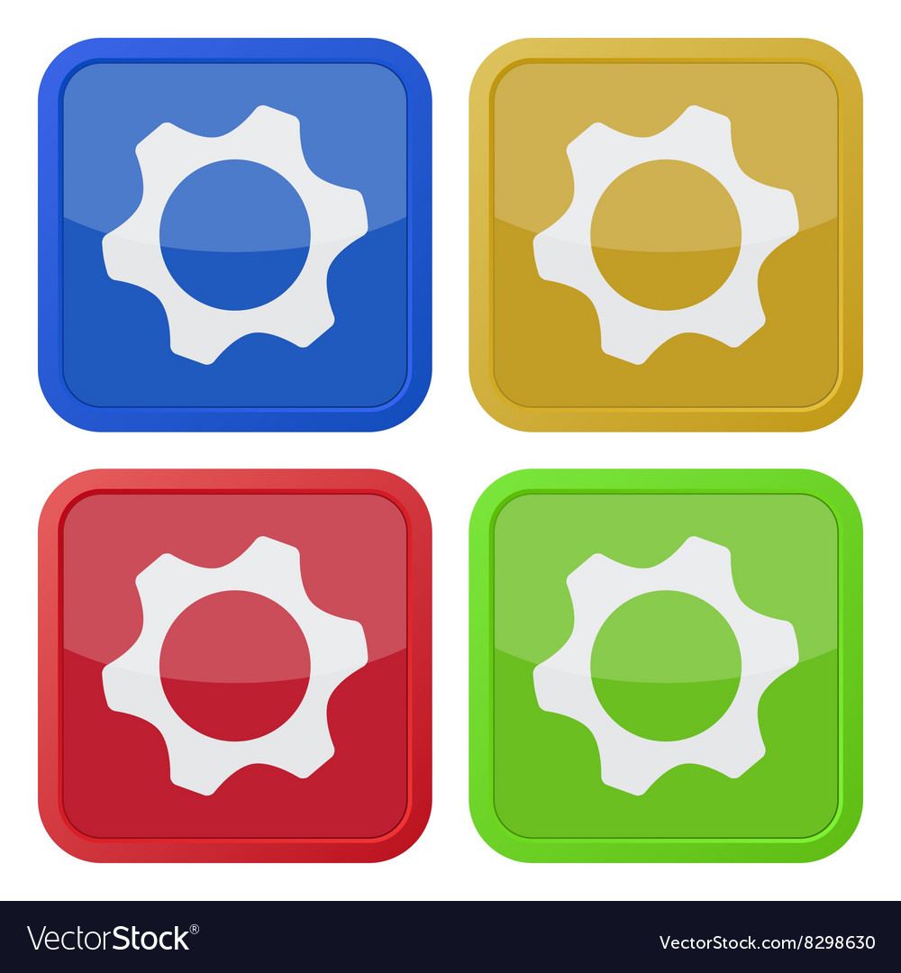 Set of four square icons with nut
