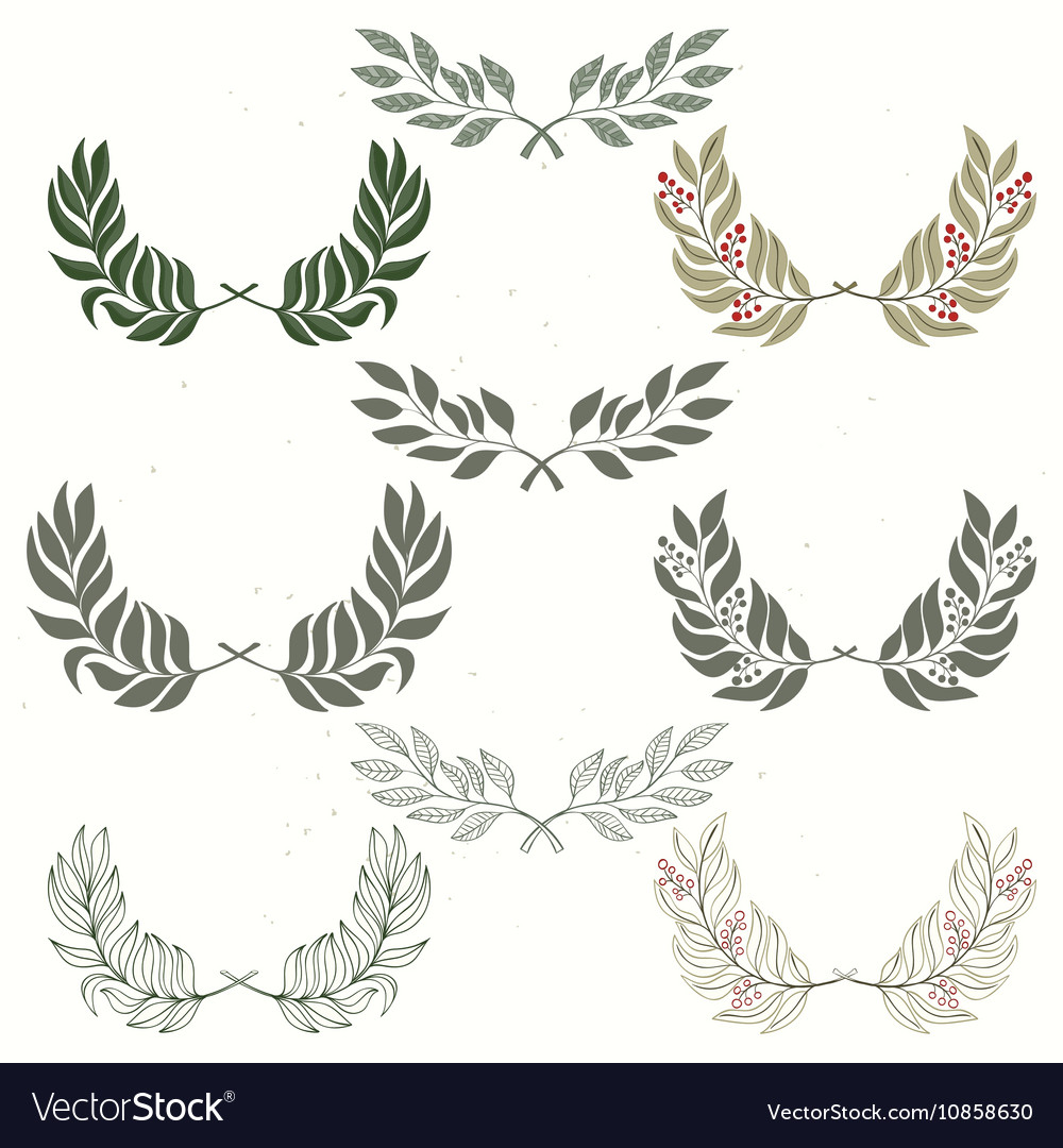 Set of wreath hand drawn Royalty Free Vector Image