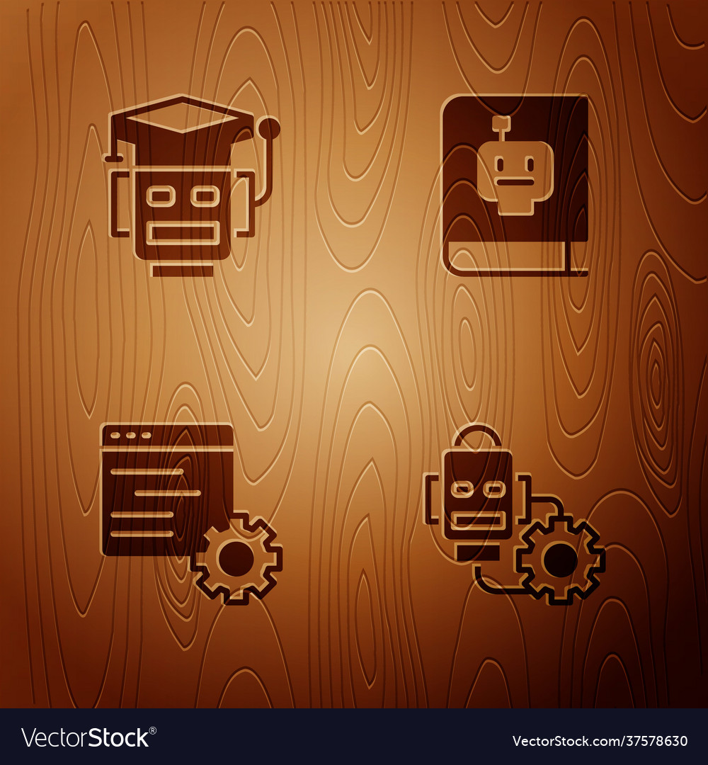 Robotereinstellung Computer api Schnittstelle vector image Robotereinstellung Computer api Schnittstelle