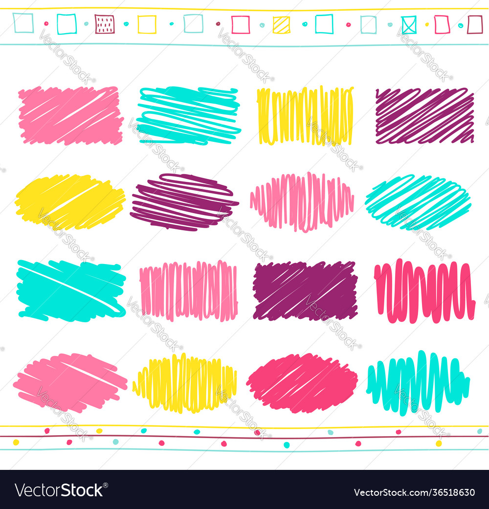 Set scribble elements vector image Set scribble elements