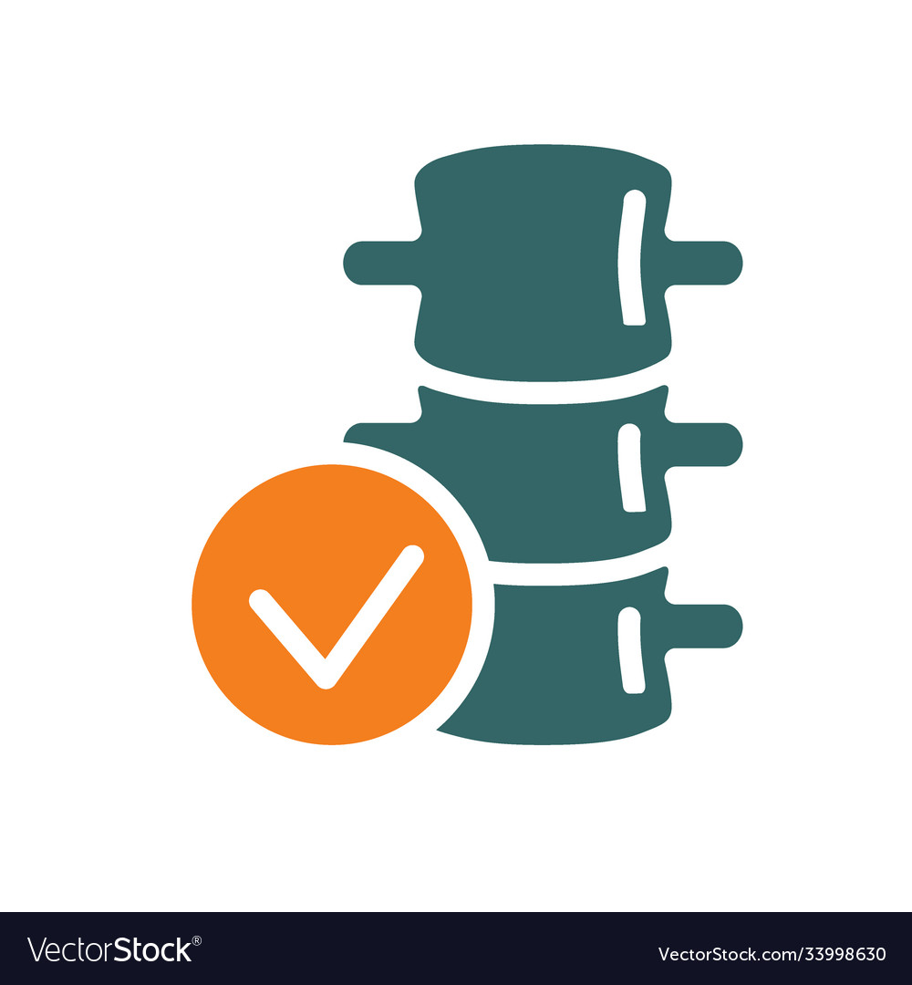 Spine with tick checkmark colored icon healthy