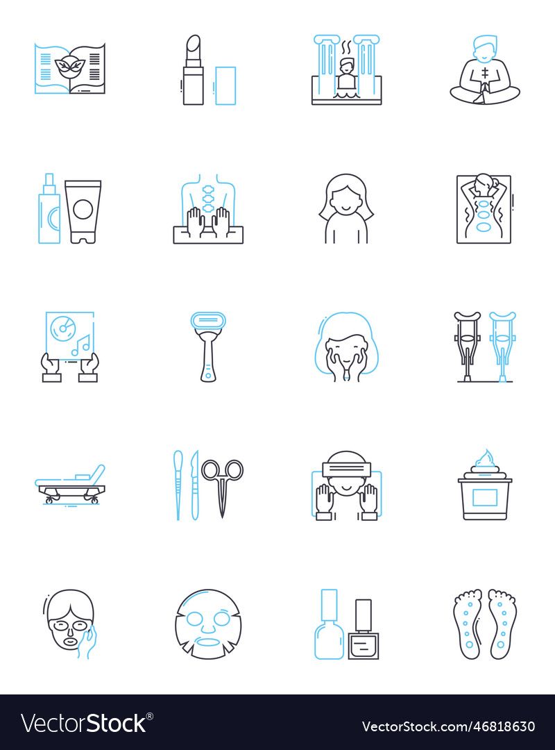 Visual design linear icons set composition vector image Visual design linear icons set composition