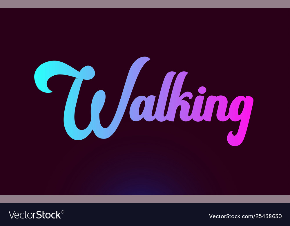 Walking pink word text logo icon design Royalty Free Vector