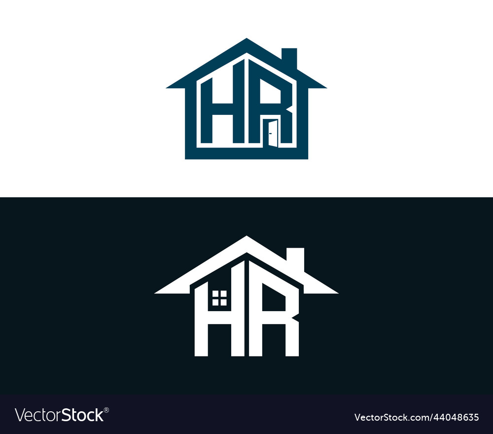 Abstract hr letter creative home shape logo design