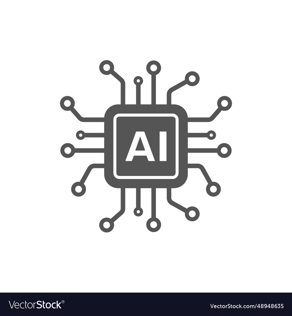 Ai processor icon for websites and mobile Vector Image