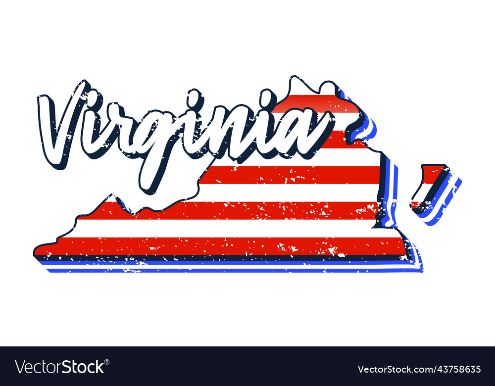 American flag in virginia state map grunge style