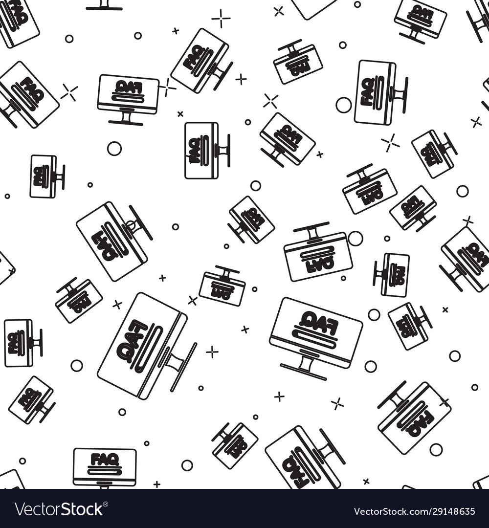 Schwarze Linie Computer-Monitor mit Text faq vector image Schwarze Linie Computer-Monitor mit Text faq