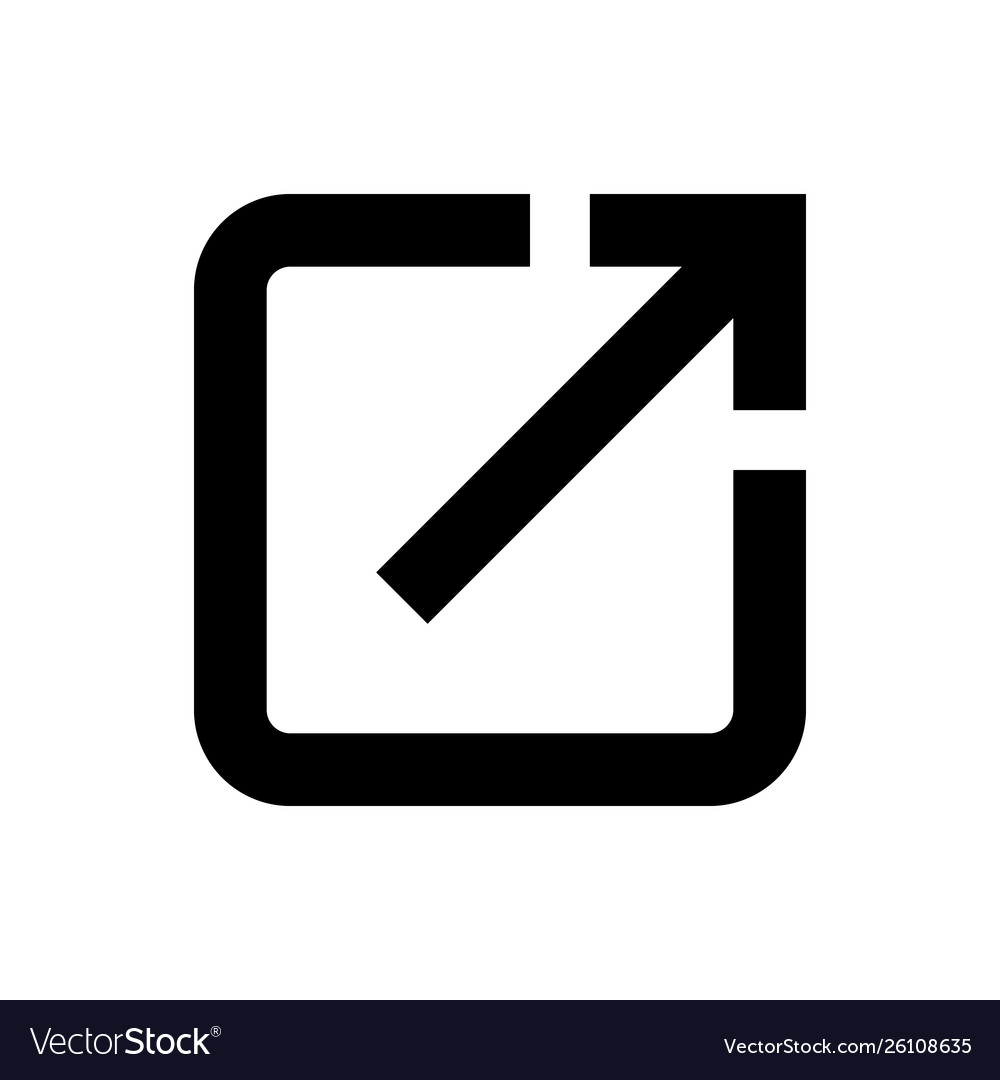 Black open in new window icon isolated on white Vector Image