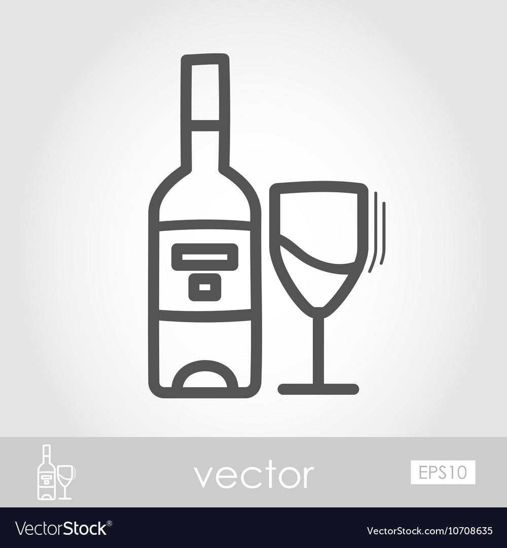 Bottle wine and glass outline icon thanksgiving