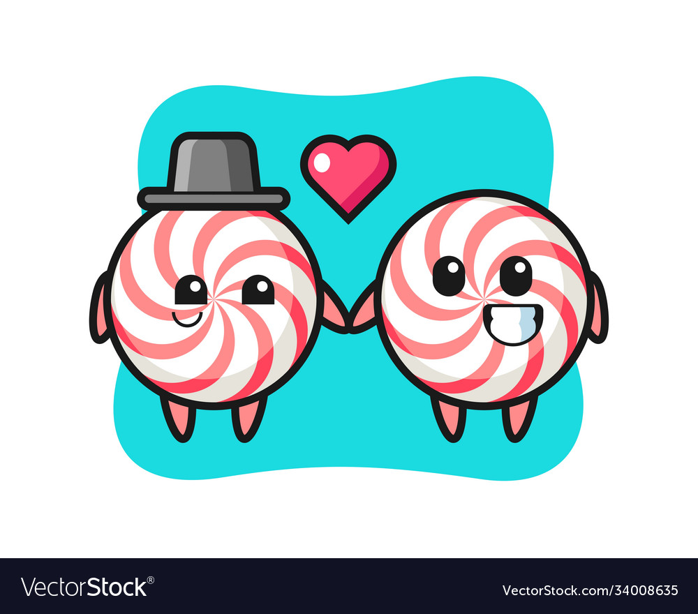 Candy cartoon character couple with fall in love