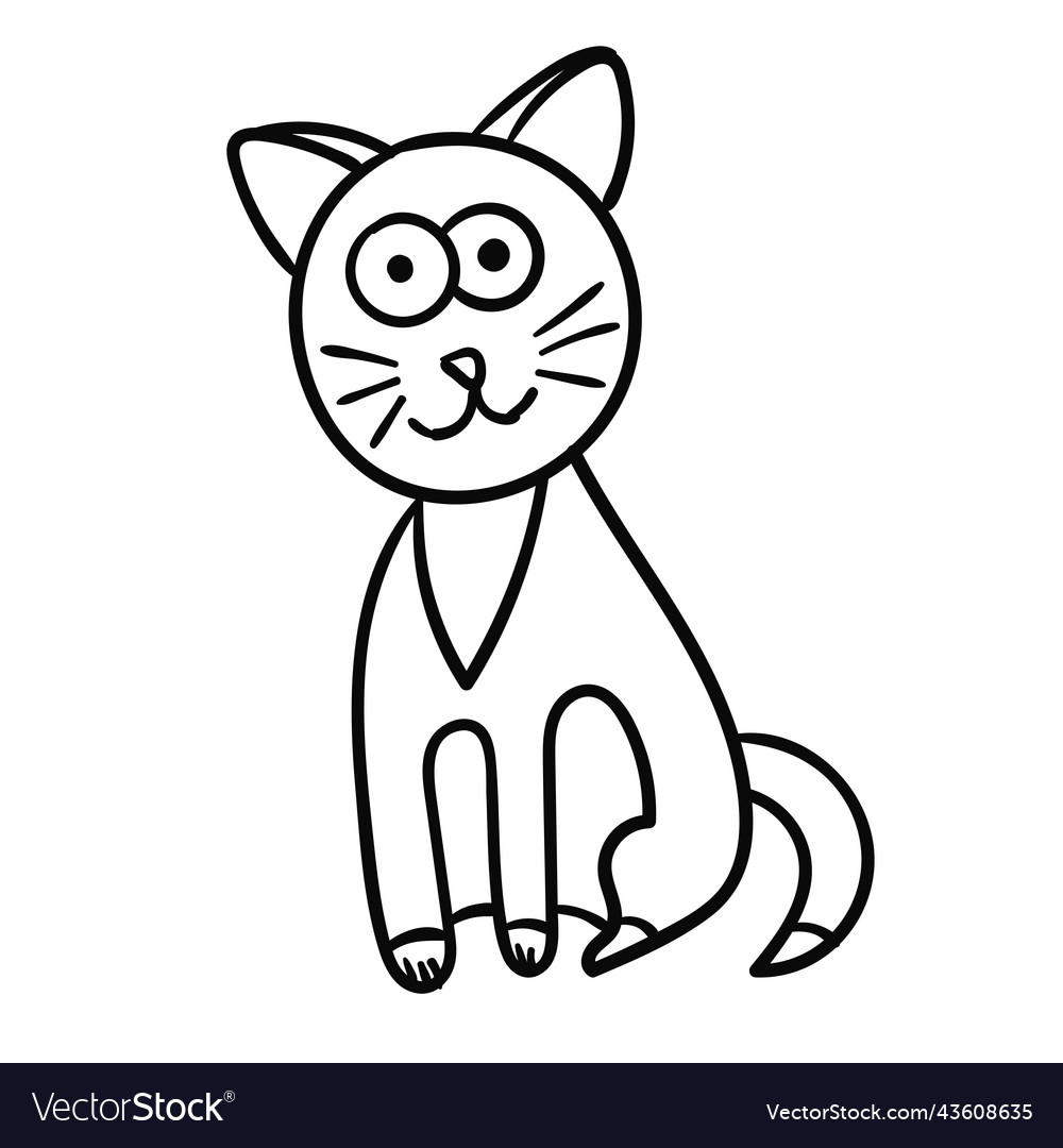 Cartoon doodle cat isolated on white Royalty Free Vector