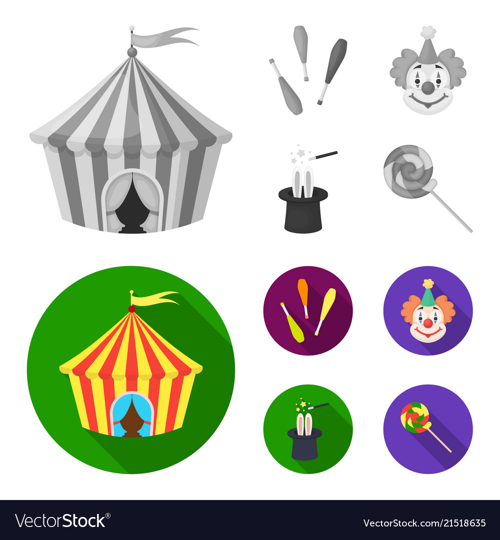 Circus tent juggler maces clown magician hat