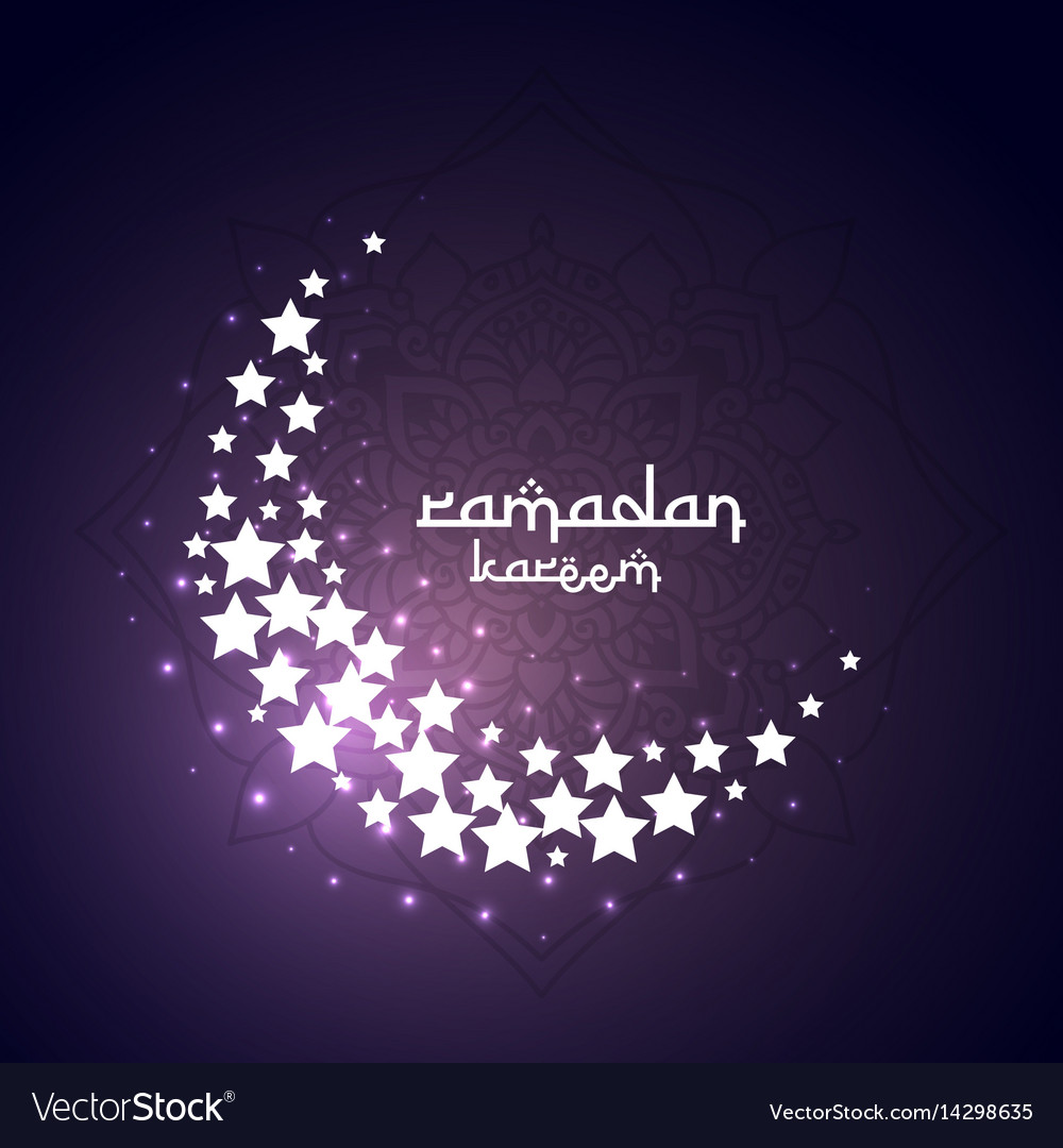 Crescent moon made with stars Royalty Free Vector Image