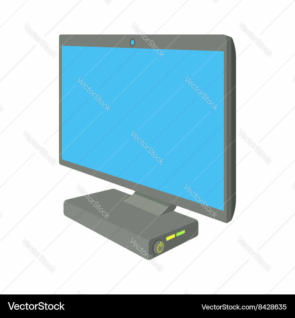 Desktop computer icon cartoon style Royalty Free Vector