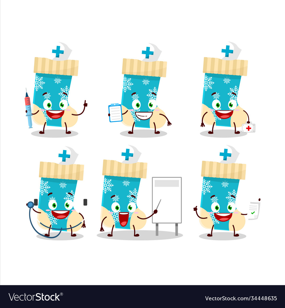 Doctor profession emoticon with blue christmas