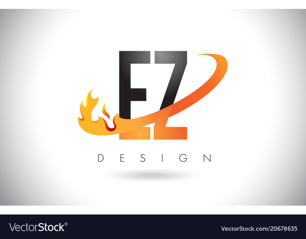 Ez e z letter logo with fire flames design