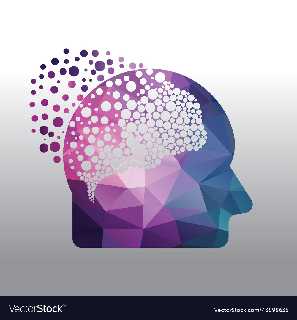 Head with brain pixel design Vector Image Head with brain pixel design