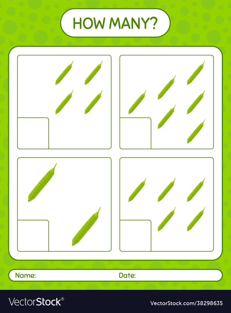 How many counting game with petai worksheet Vector Image How many counting game with petai worksheet