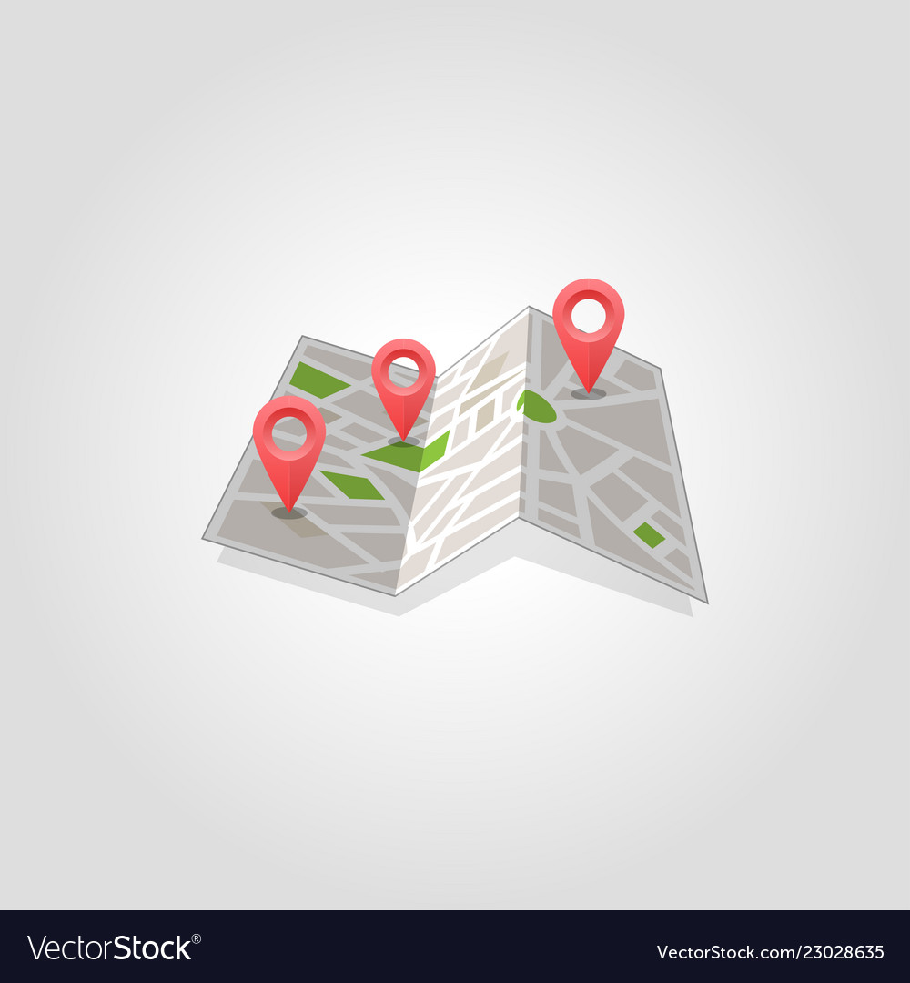 Map with red pin pointers vector image Map with red pin pointers