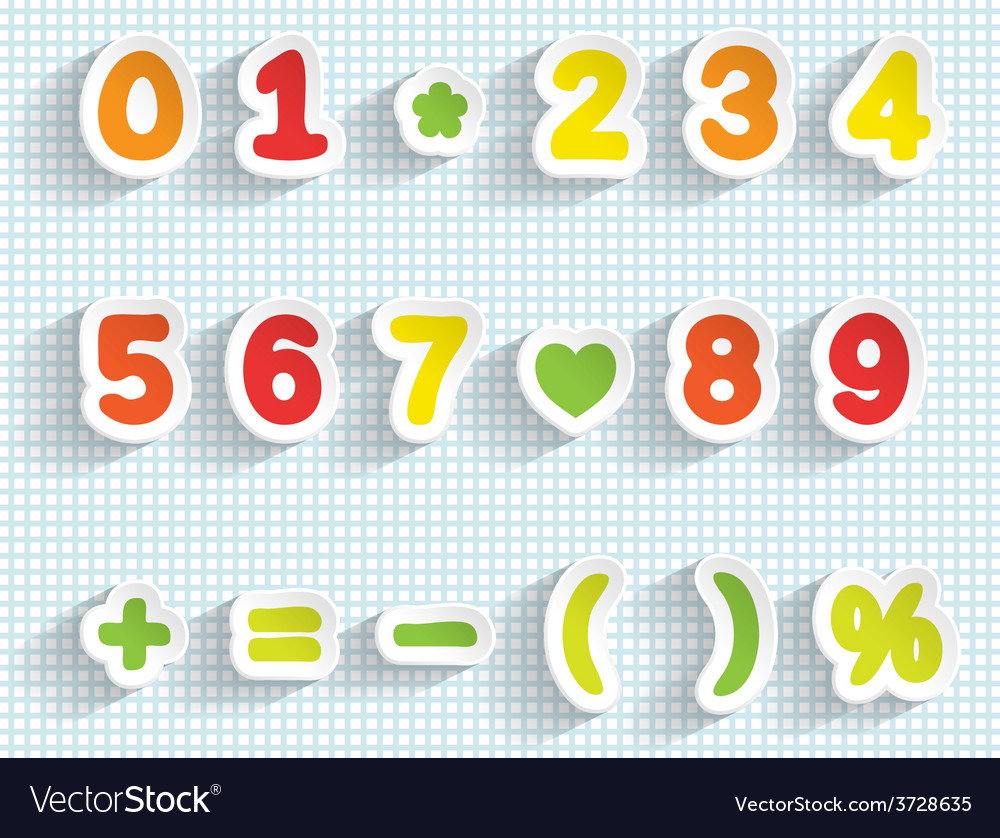Paper digits and math signs handmade font