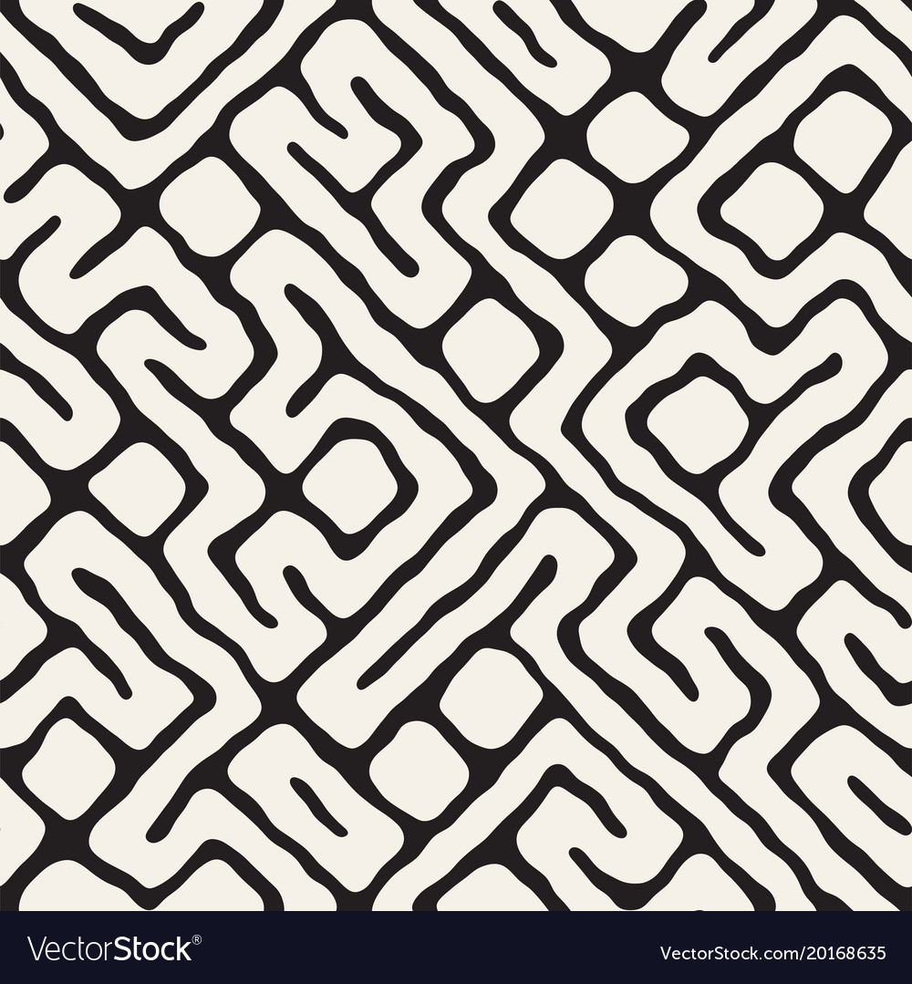 Seamless pattern with maze lines monochrome