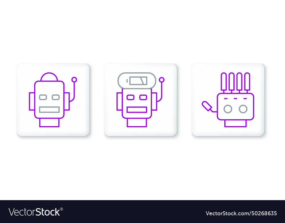 Set line mechanical robot hand and low vector image Set line mechanical robot hand and low