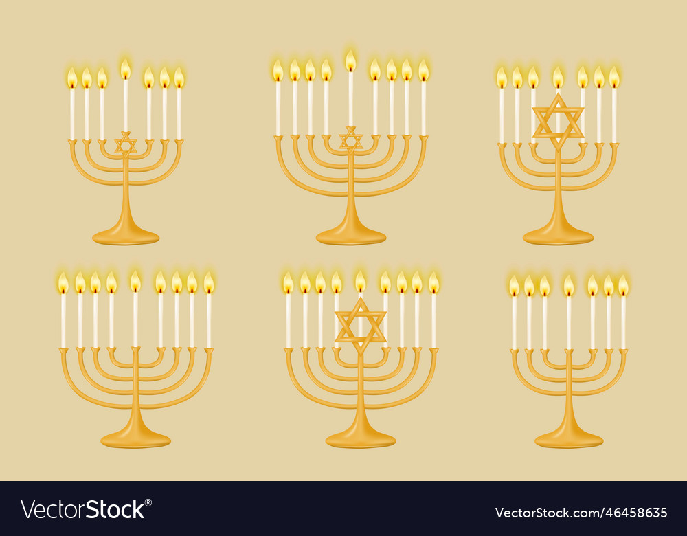 Set of gold hanukkah for candles