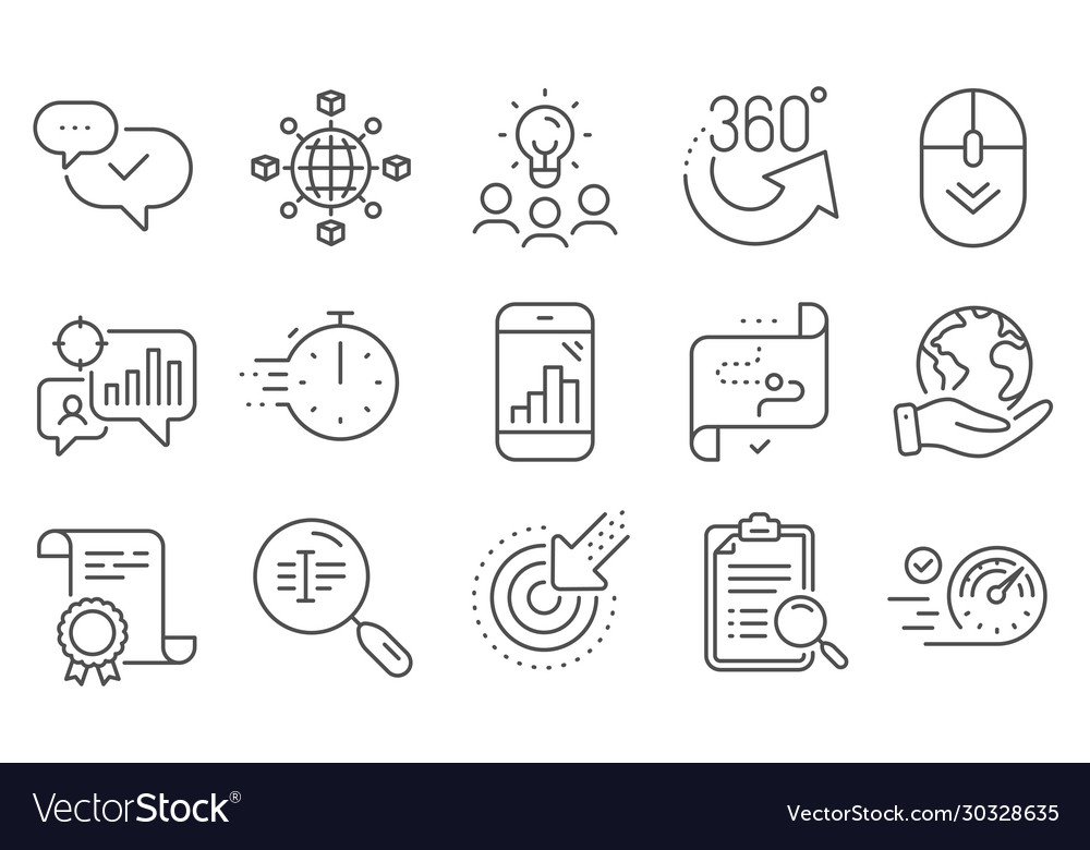 Set technology icons such as scroll down