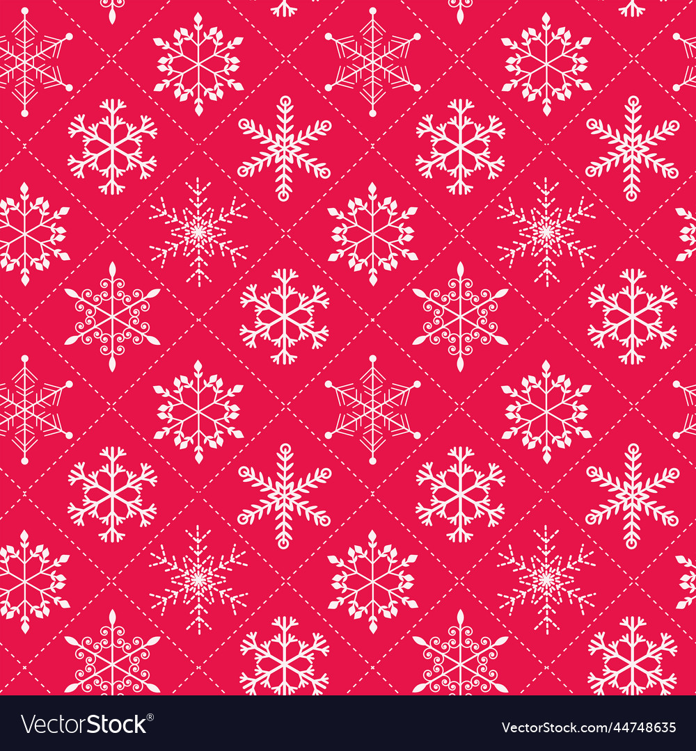 Snowflakes on red argyle shapes seamless pattern Vector Image Snowflakes on red argyle shapes seamless pattern