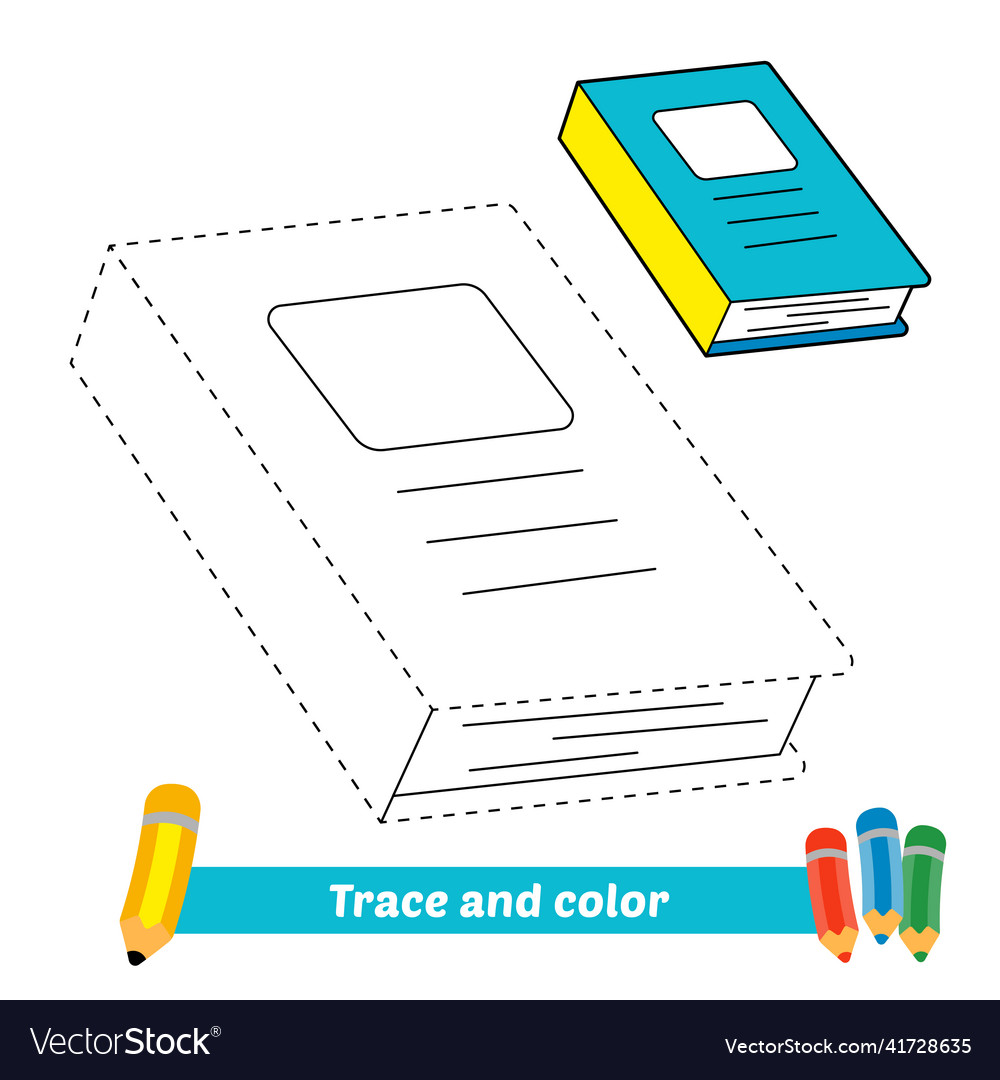 Trace and color for kids book Royalty Free Vector Image