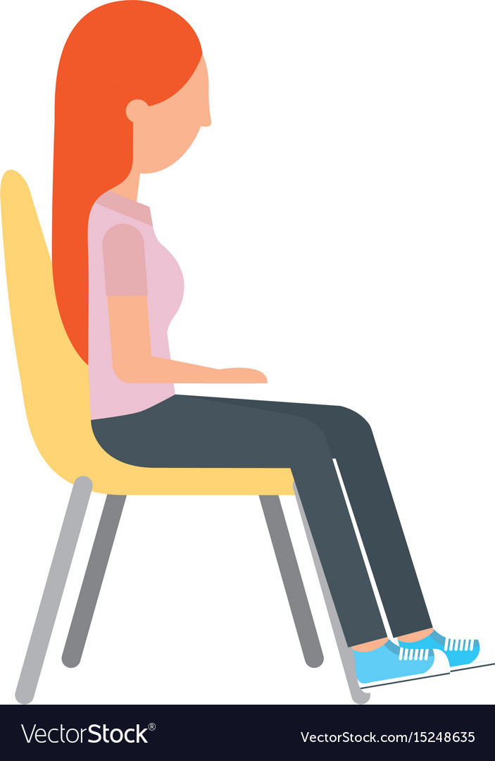 Woman sitting on chair Royalty Free Vector Image