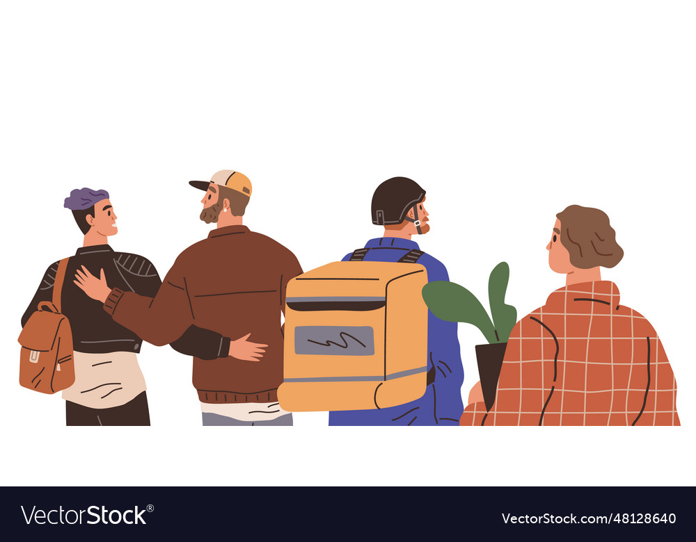 Big queue a long line people waiting in queue Vector Image