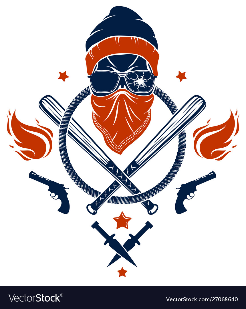Brutal gangster emblem or logo with aggressive vector image Brutal gangster emblem or logo with aggressive