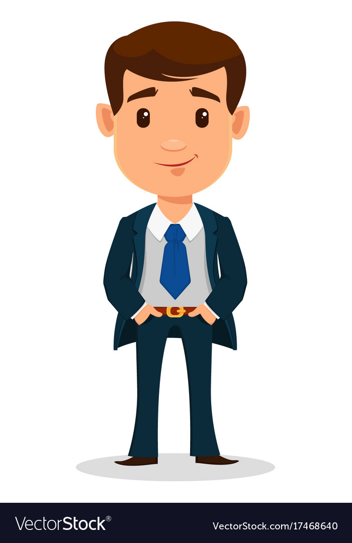 Business man cartoon character in smart clothes