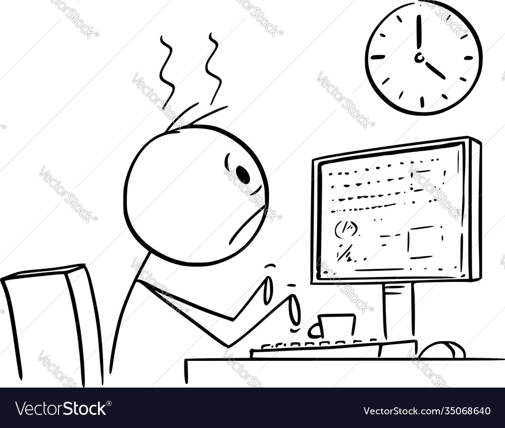 Cartoon tired man office worker or businessman Vector Image Cartoon tired man office worker or businessman Vector Image
