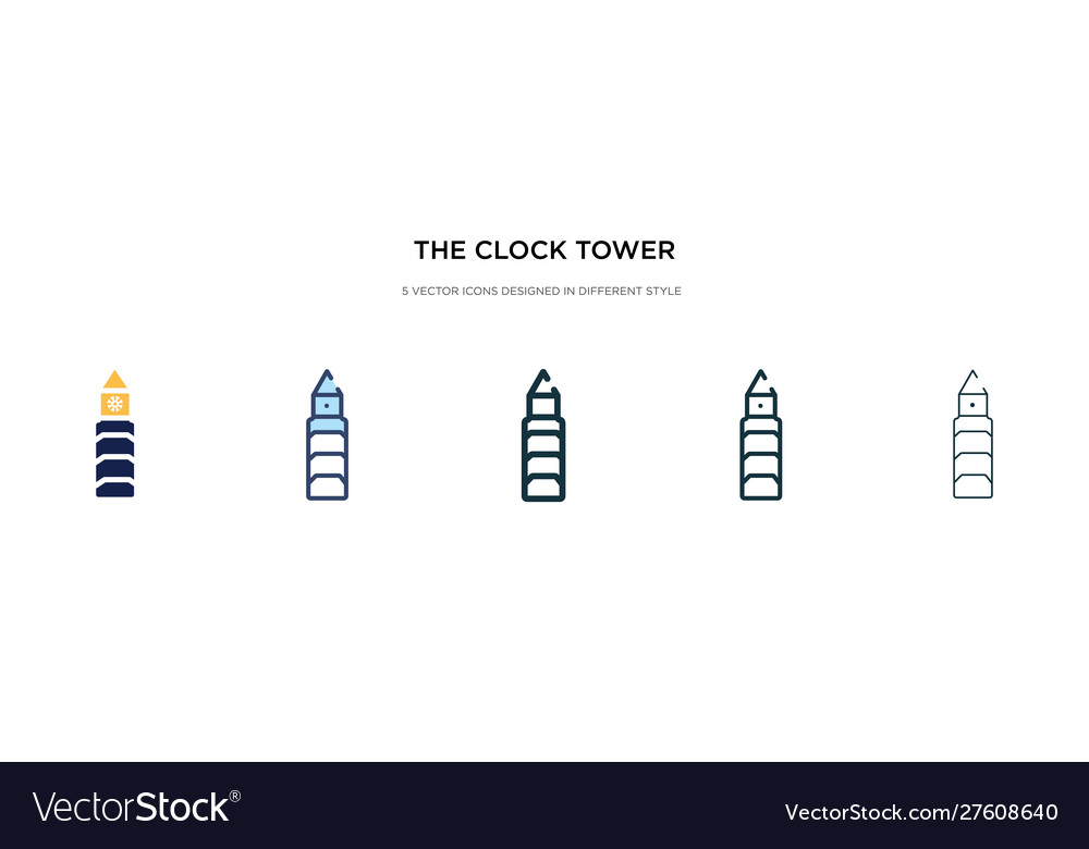 Clock tower icon in different style two colored Vector Image Clock tower icon in different style two colored
