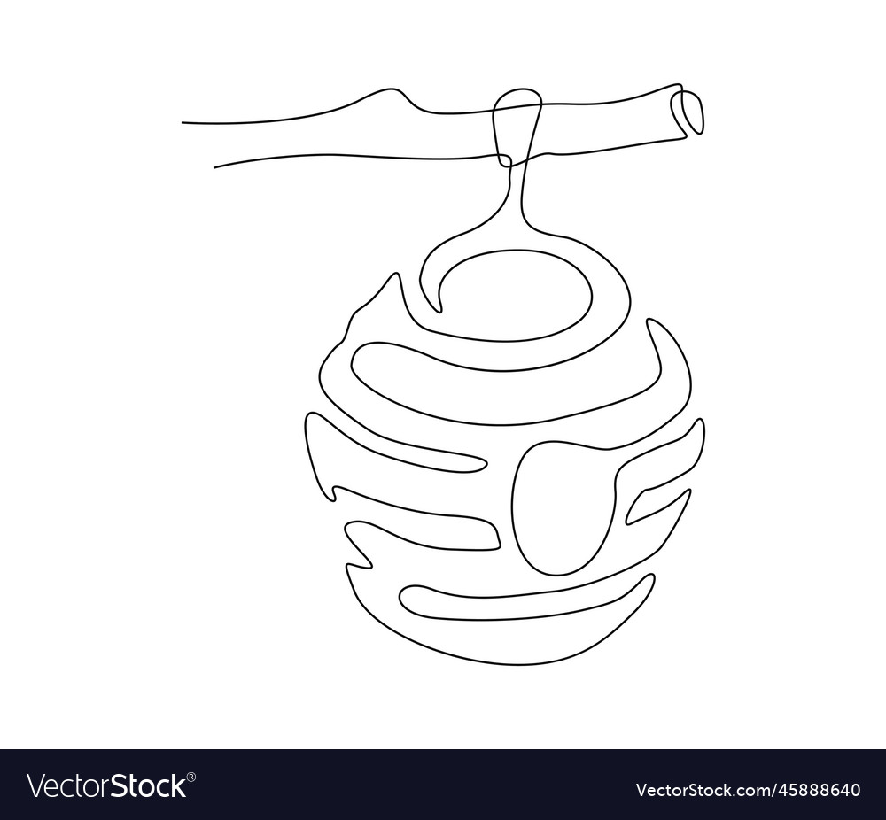 Continuous one line drawing of honeycomb simple