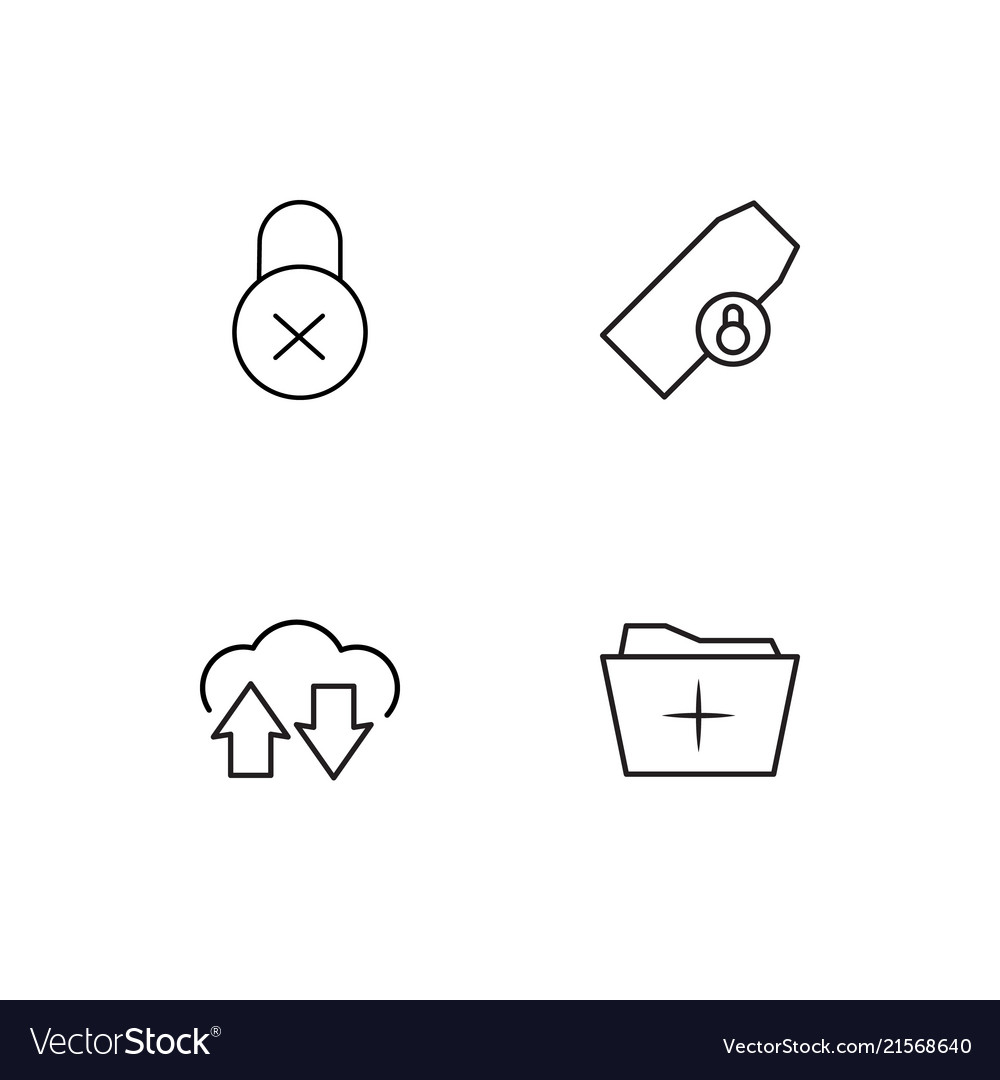 Cyber security linear icons set simple outline