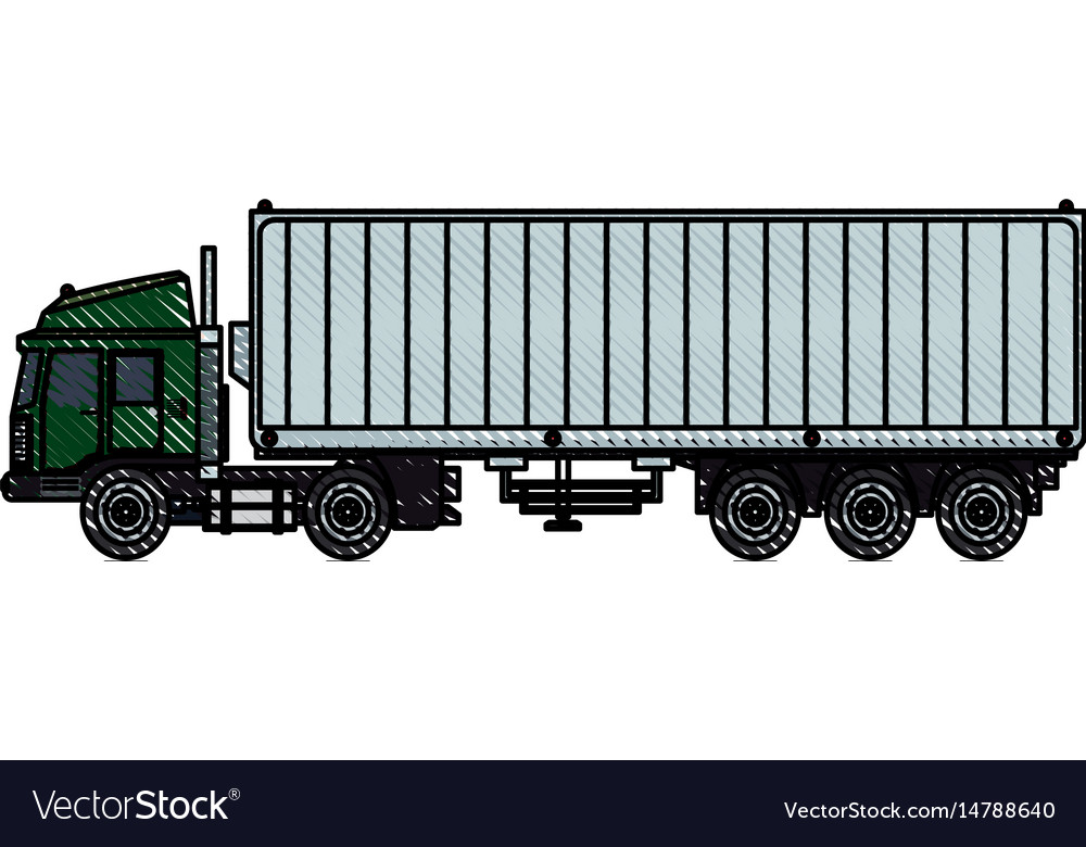 Drawing truck container shipping cargo Royalty Free Vector