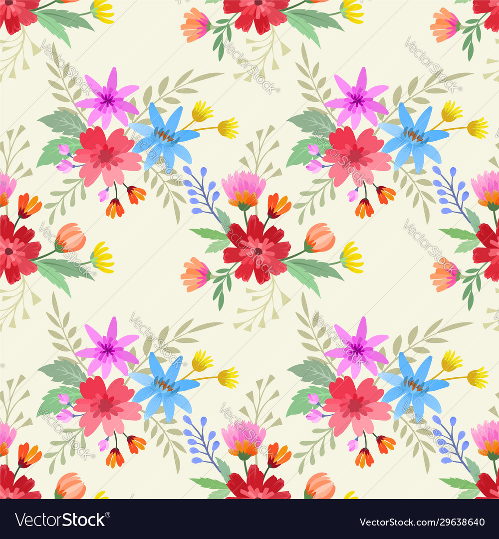 Hand draw colorful flowers seamless pattern Vector Image