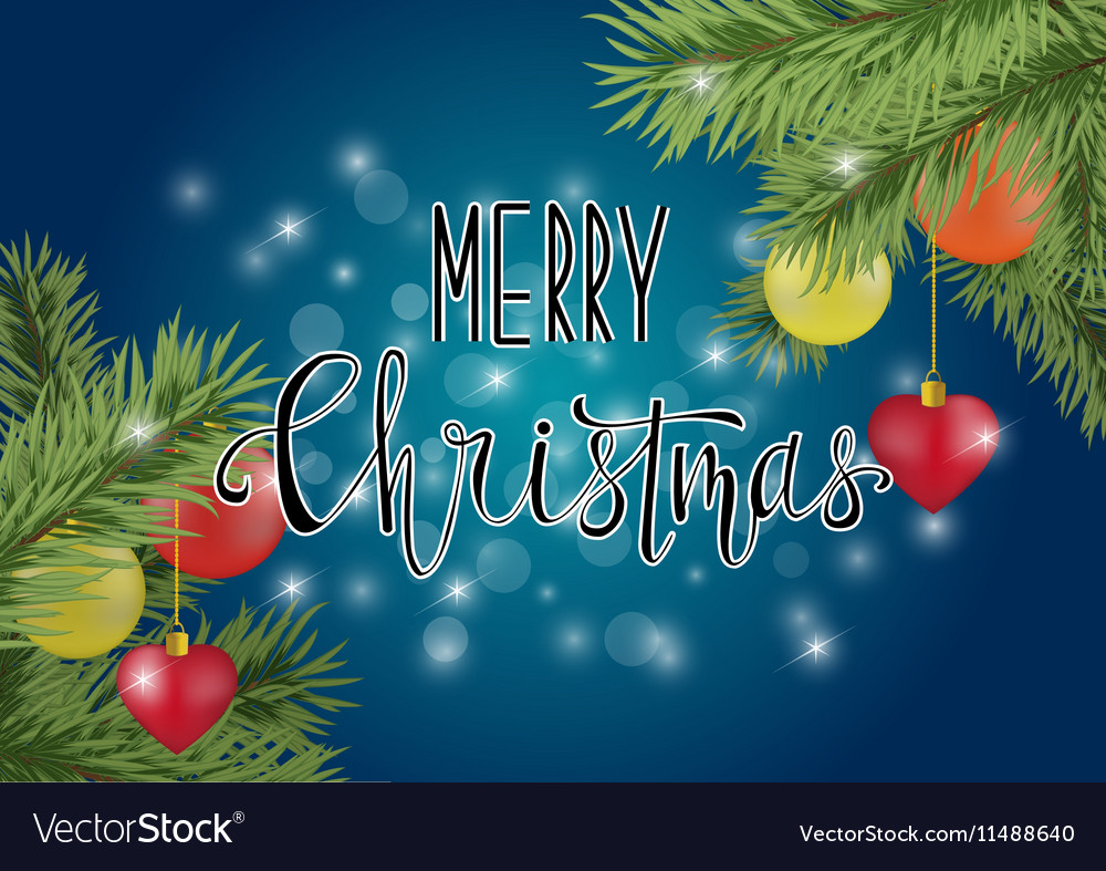 Merry christmas calligraphy on blue background