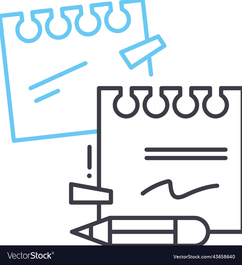 Notes line icon outline symbol vector image Notes line icon outline symbol