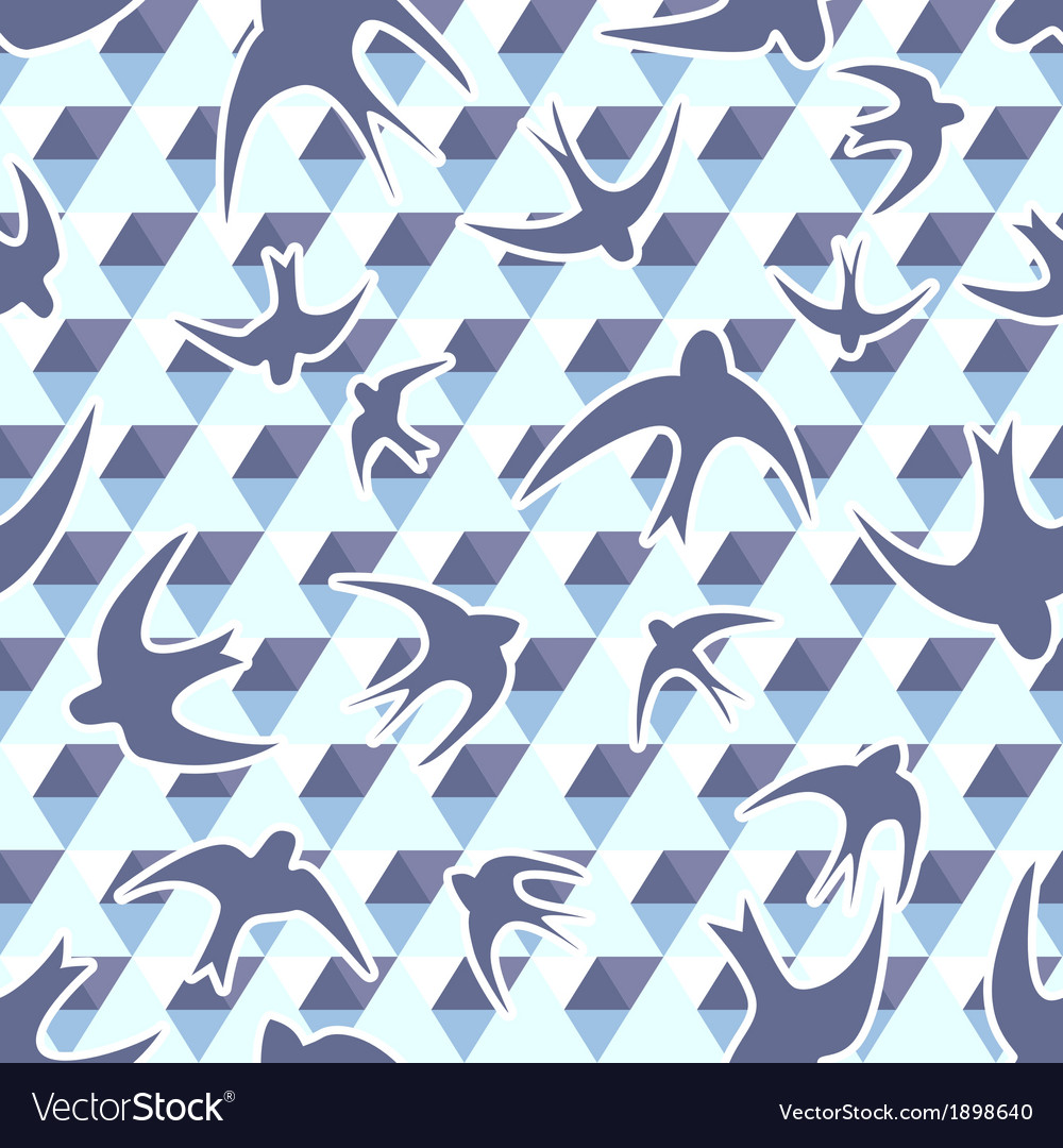 Seamless with the swallow and triangles