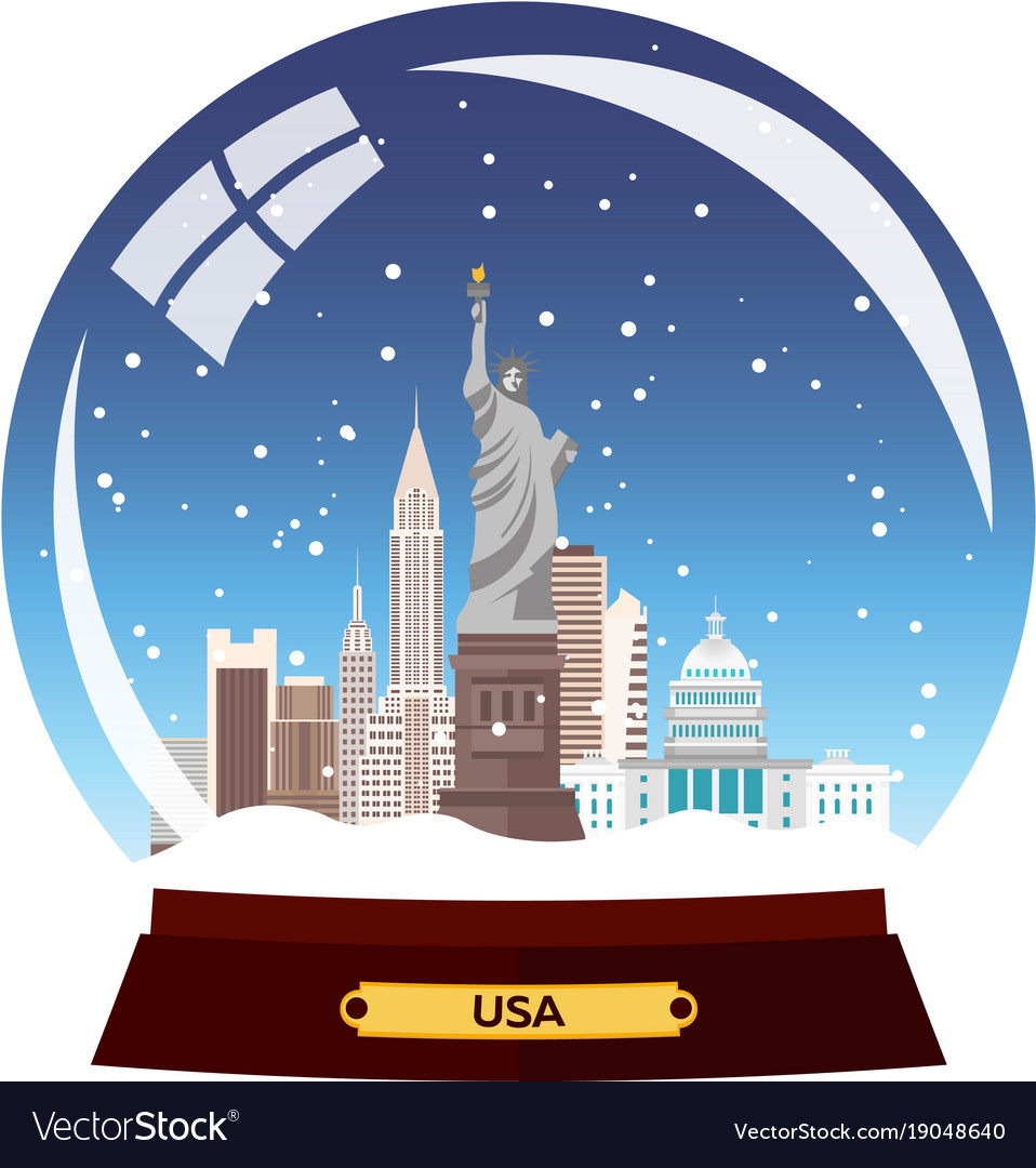 Snow globe city new york in winter