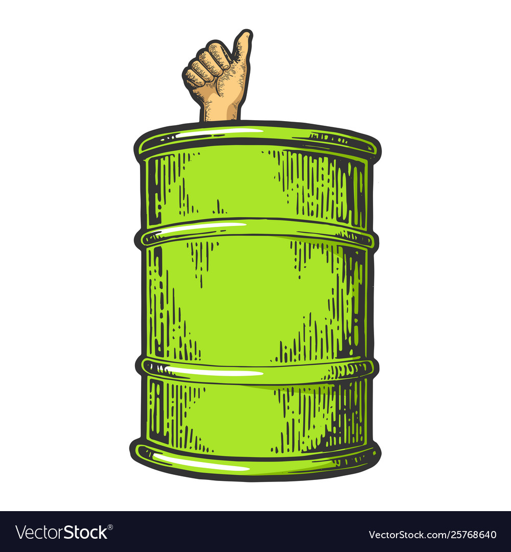 Thumb up in oil barrel color sketch